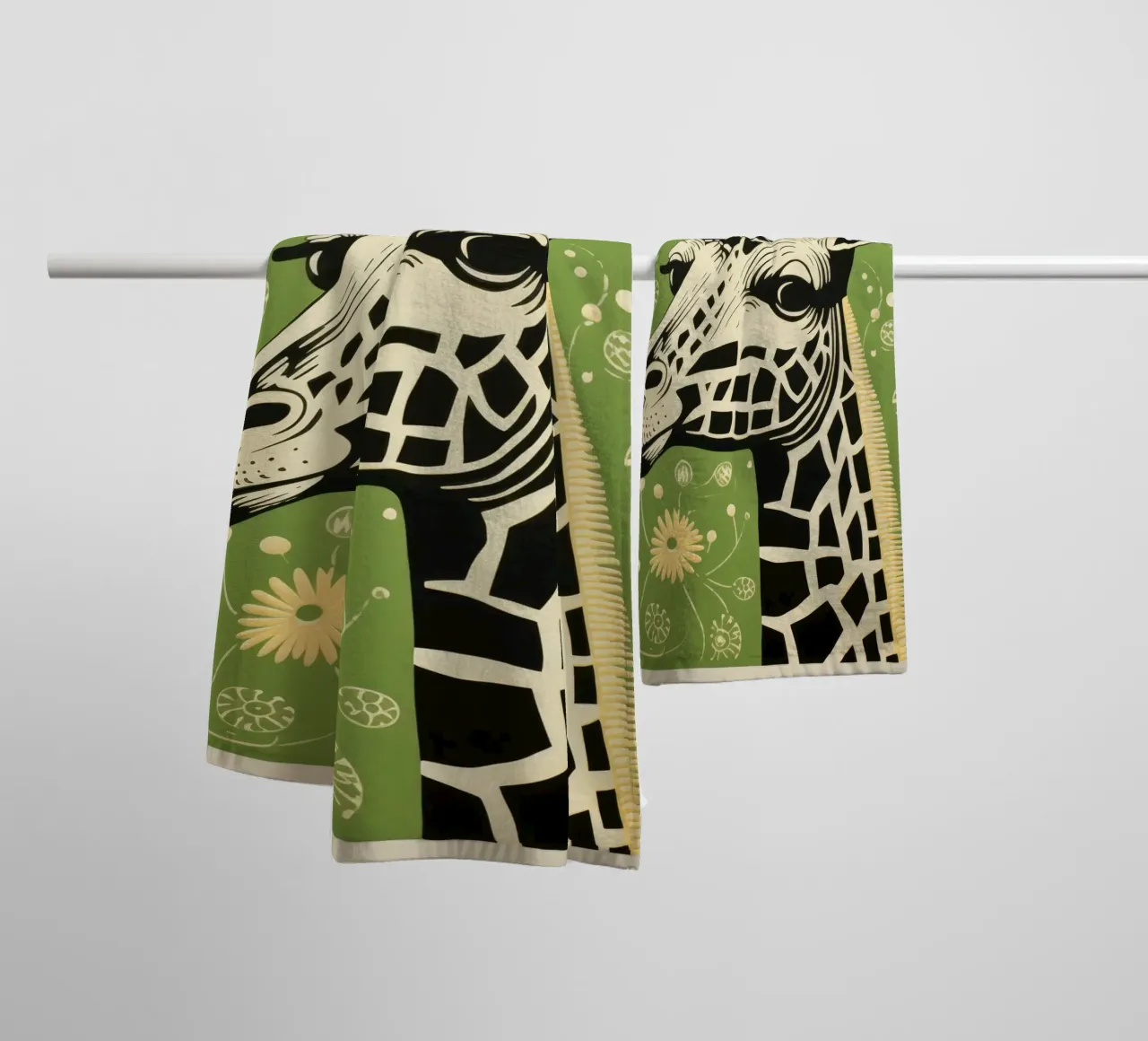 Giraffa verde 4 asciugamano da bagno da Minimal Animal Art