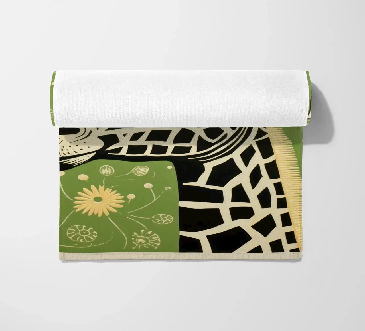 Giraffa verde 4 telo mare da Minimal Animal Art