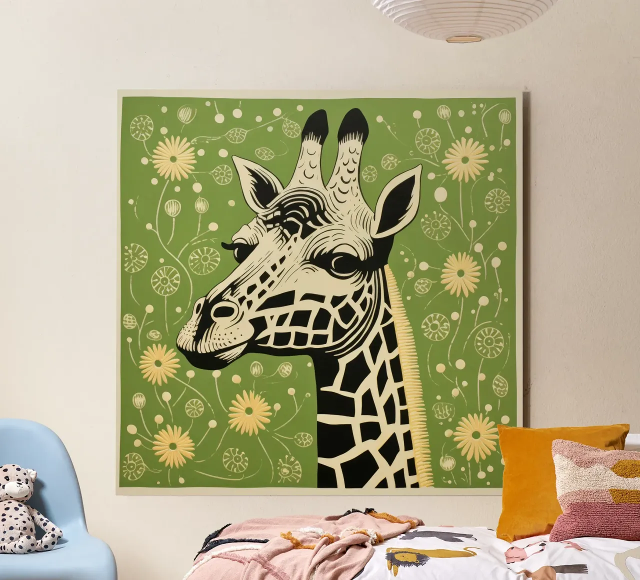 Green Giraffe 4 alu-dibond by Minimal Animal Art