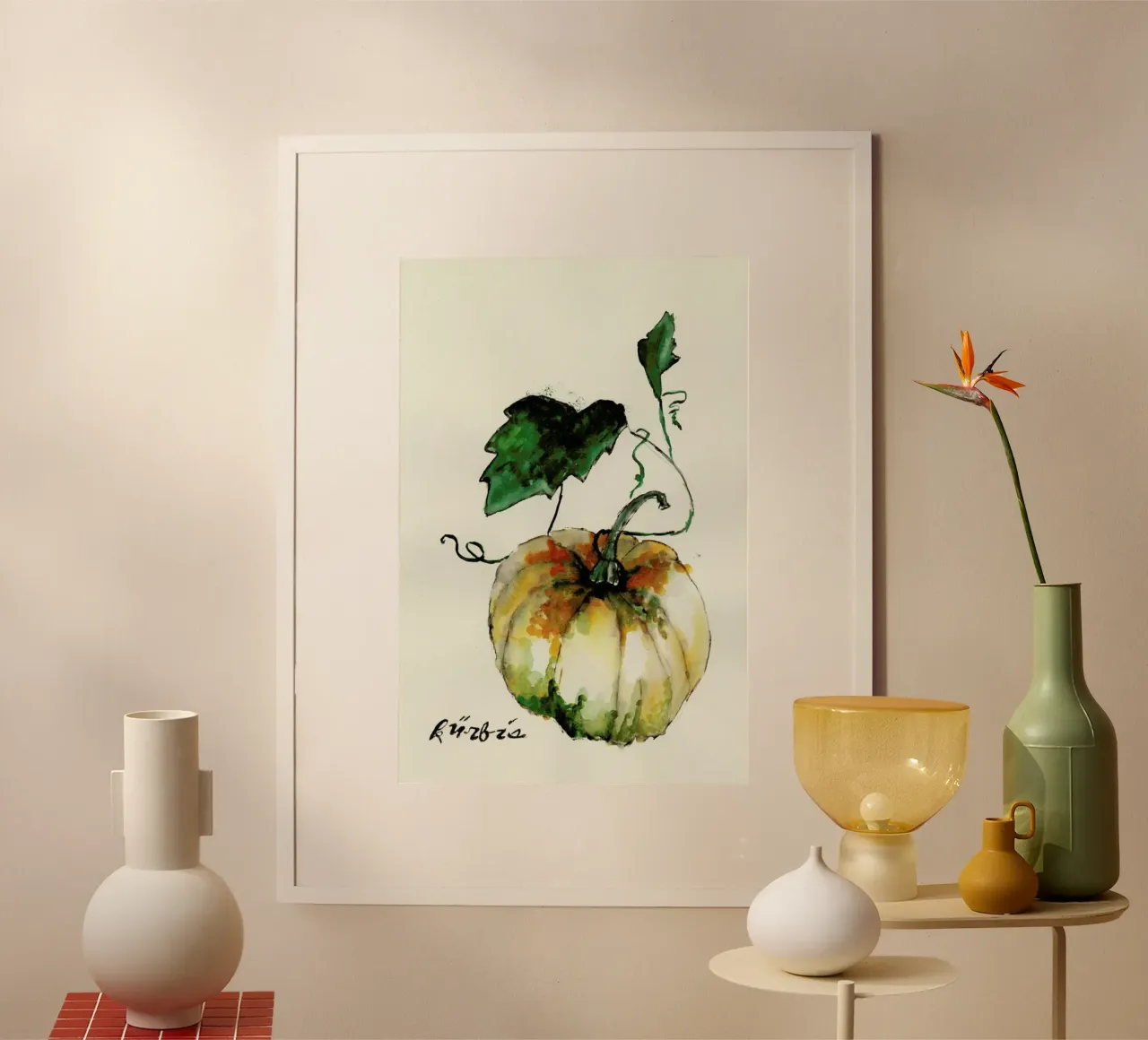 Kürbis poster con telaio in legno da Nathys_illustration