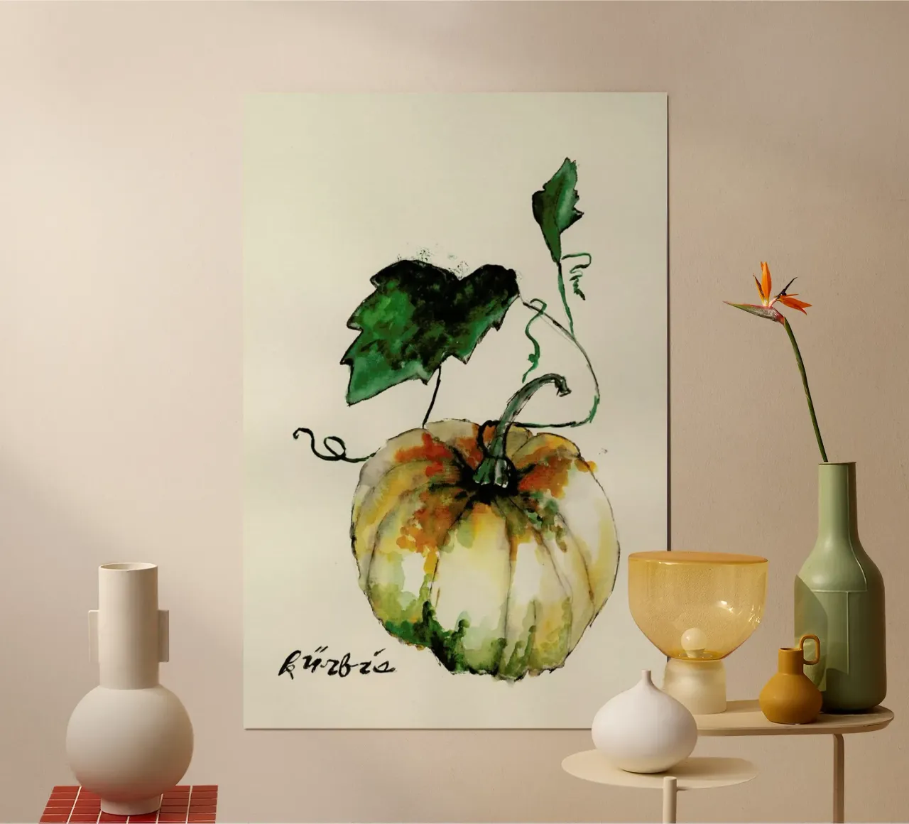 Kürbis poster con telaio in legno da Nathys_illustration