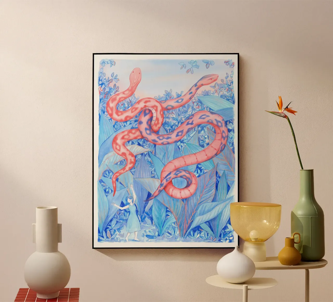 Dancing Snakes acrylic glass by Art by Coco