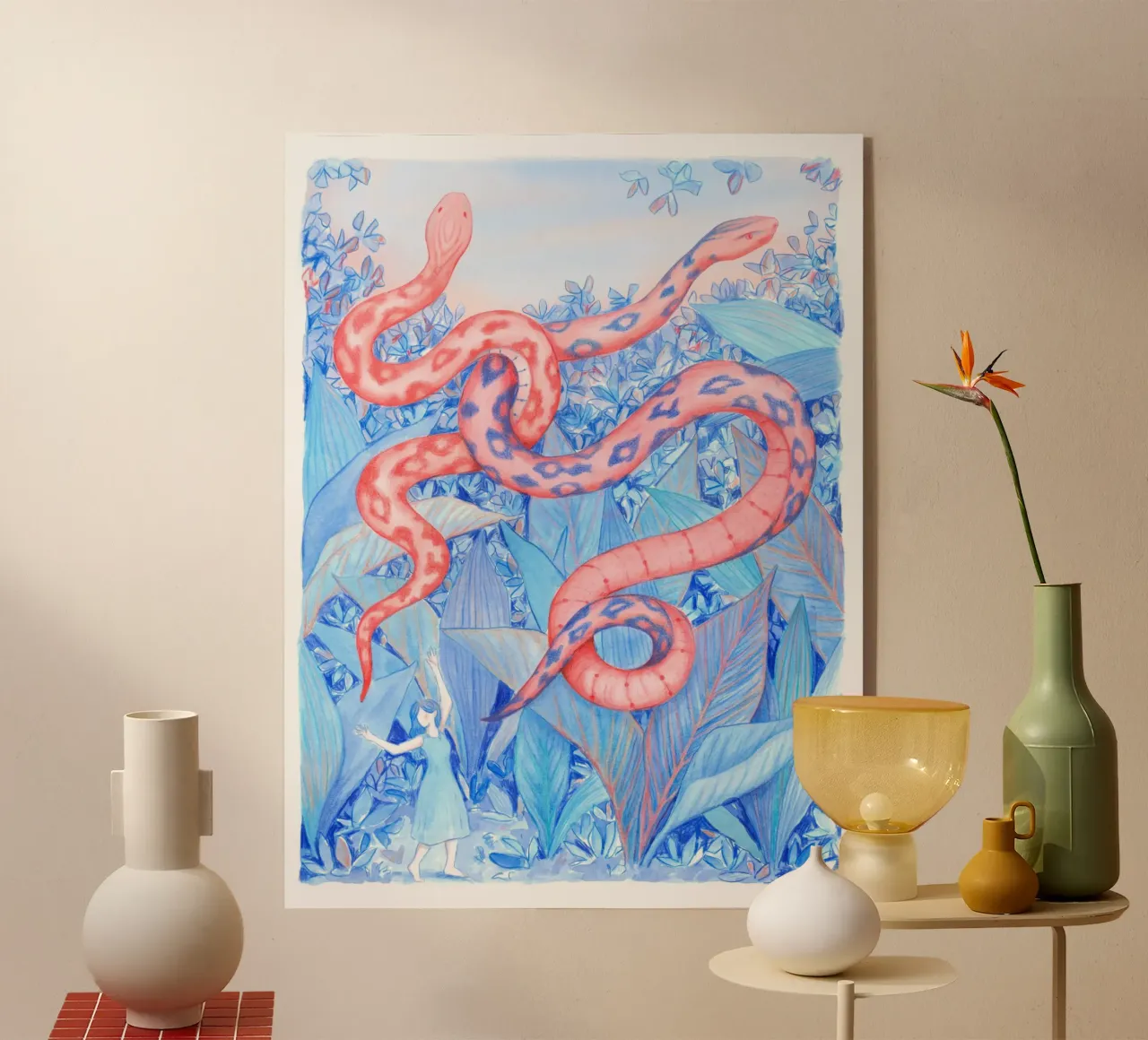 Dancing Snakes acrylic glass by Art by Coco