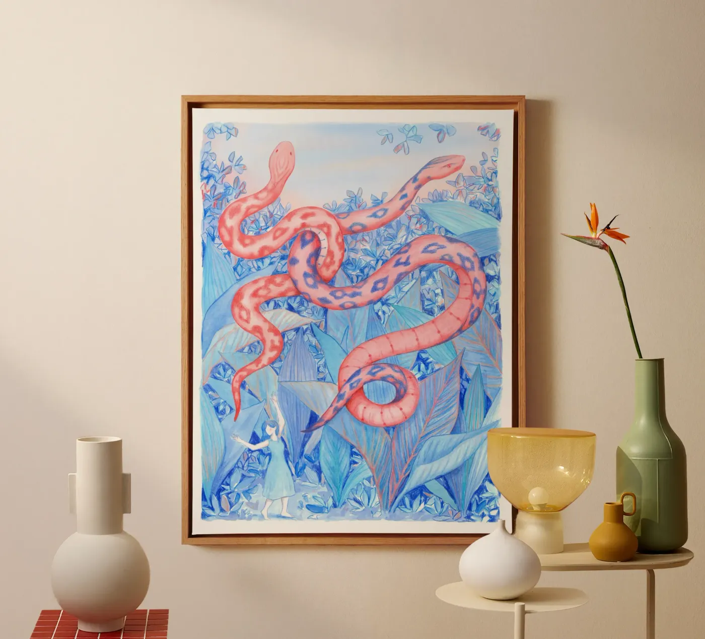 Dancing Snakes tela da Art by Coco