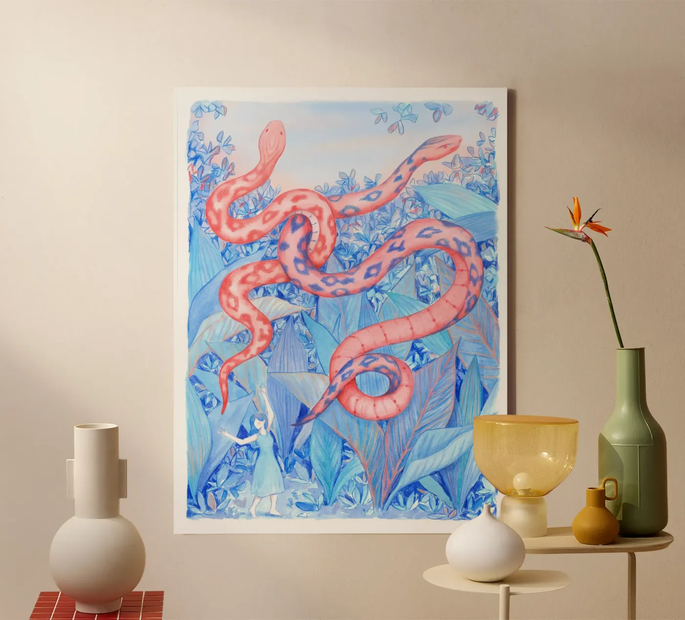Dancing Snakes tela da Art by Coco