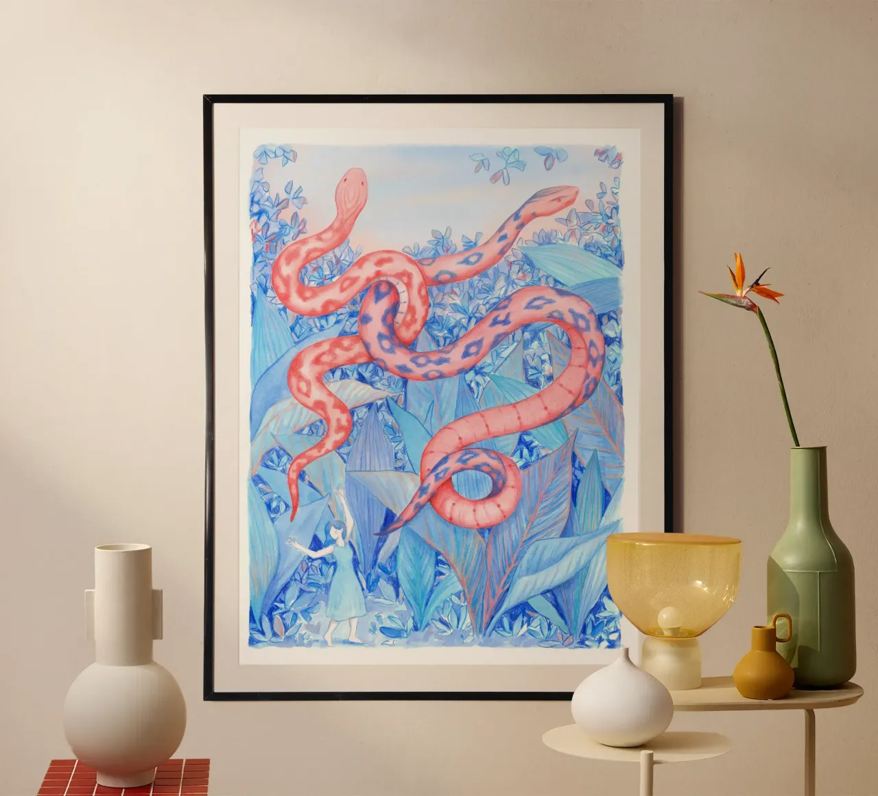 Dancing Snakes poster da Art by Coco