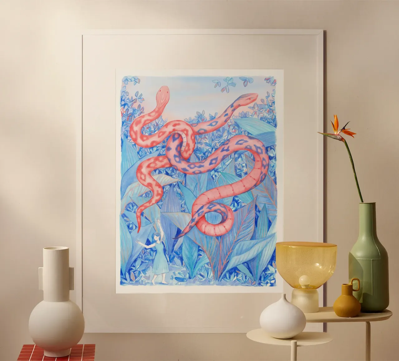 Dancing Snakes poster da Art by Coco