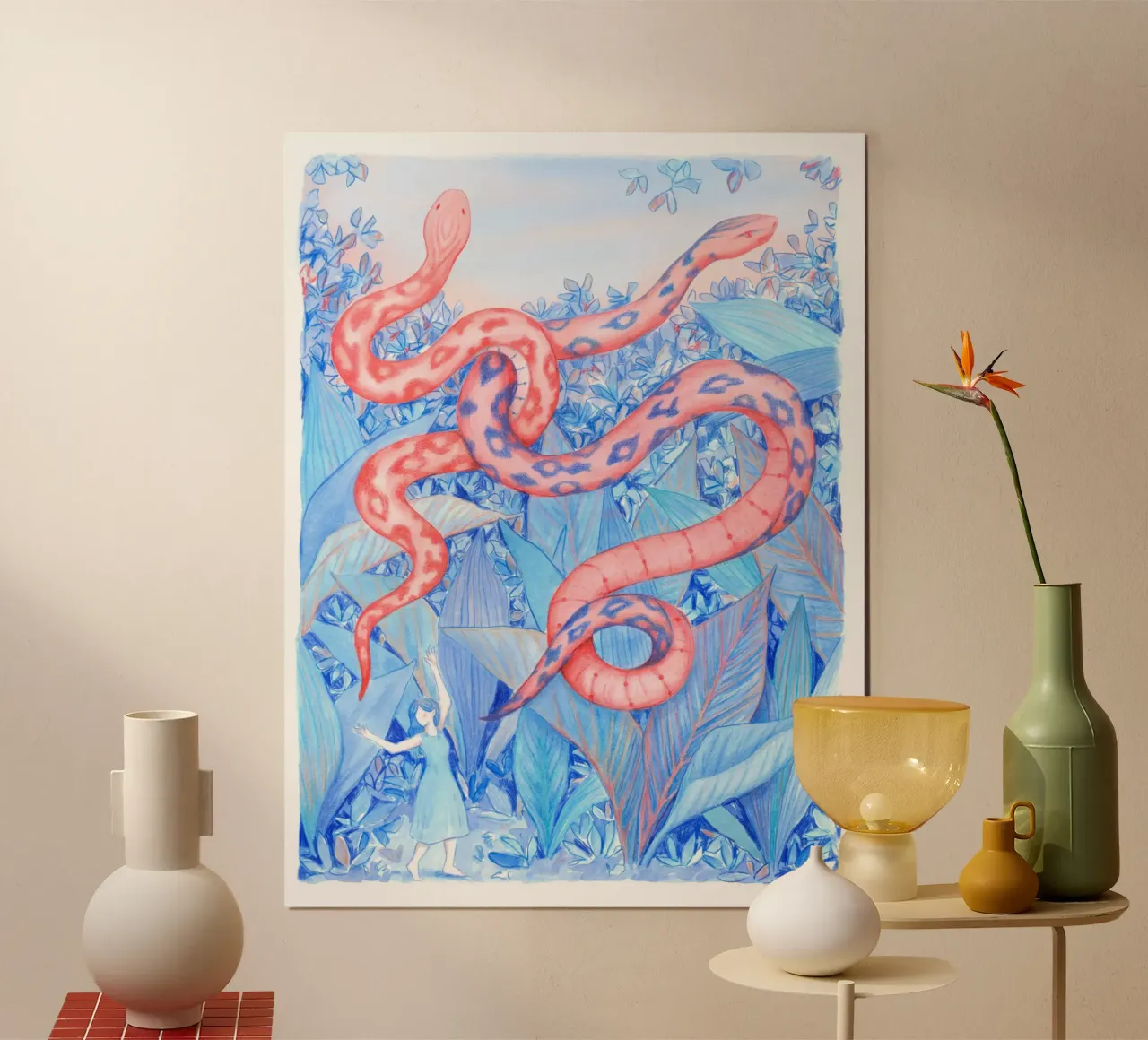 Dancing Snakes poster da Art by Coco