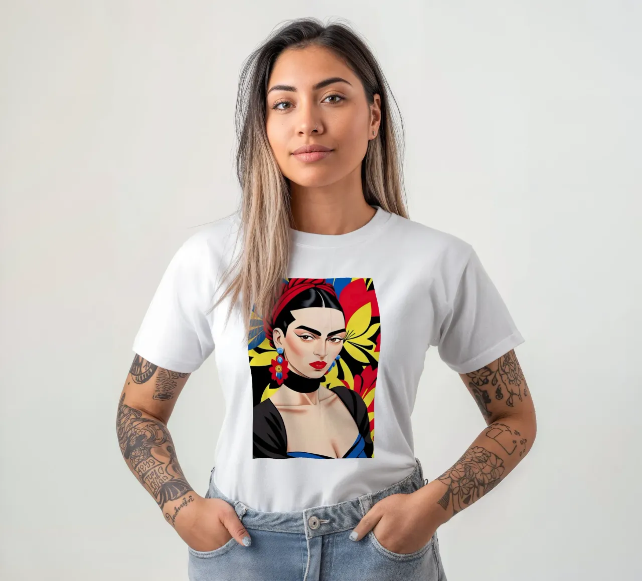 Frida Kahlo Dopamine Floral Art Print t-shirt by ART DECO