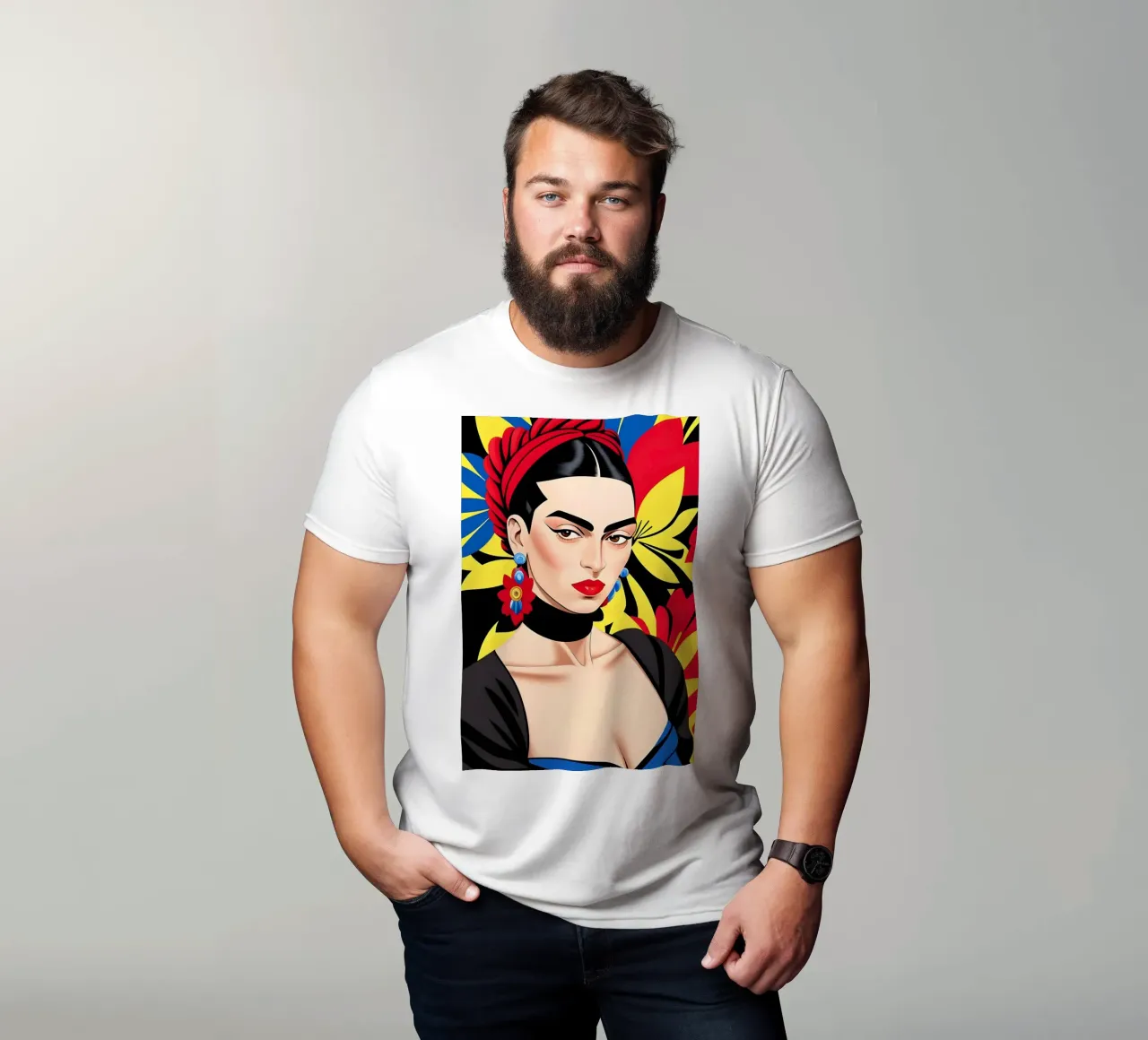 Frida Kahlo Dopamine Floral Art Print t-shirt by ART DECO
