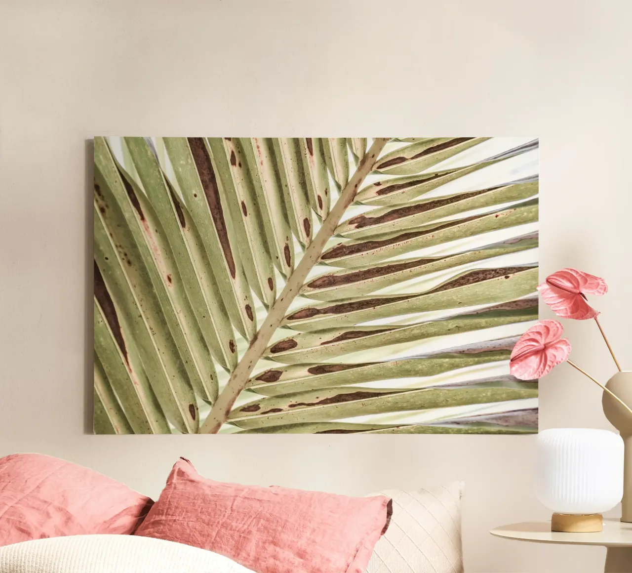 Palm leaf (close-up) canvas with Floater frame by adrianooliveiraphoto