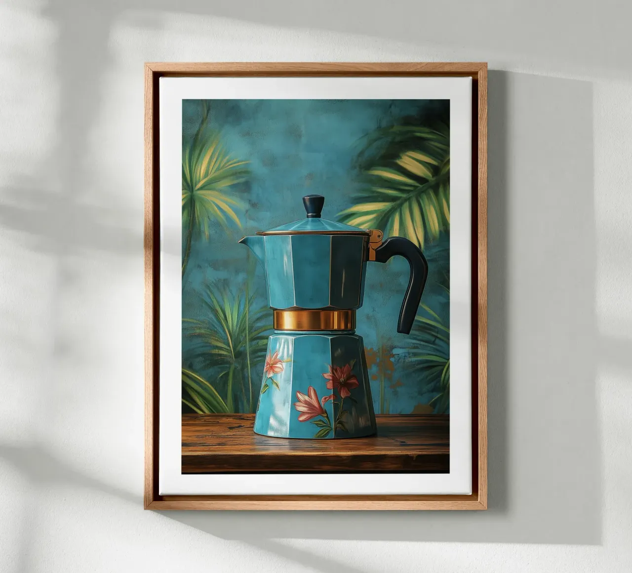 Koffiezetapparaat met bloemen canvas met Baklijst van Spice & Style