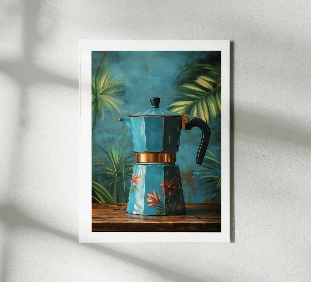 Koffiezetapparaat met bloemen canvas met Baklijst van Spice & Style