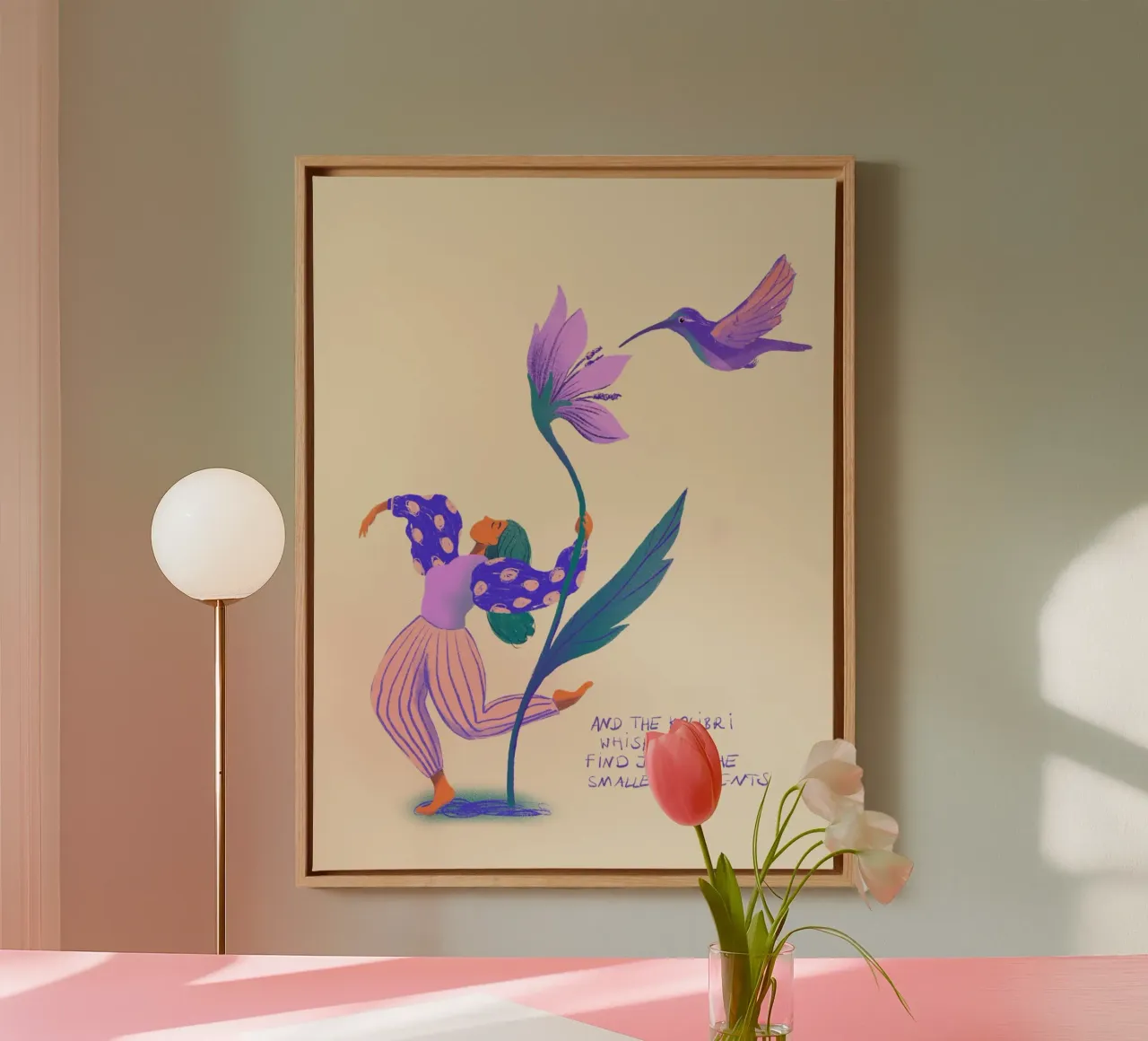 And the Kolibri Whispers tela con Cornice a cassetta da Art by Coco