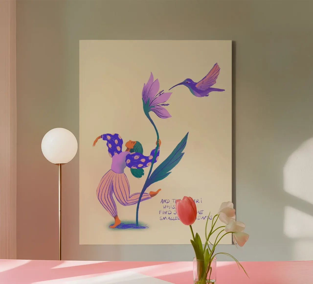 And the Kolibri Whispers tela con Cornice a cassetta da Art by Coco