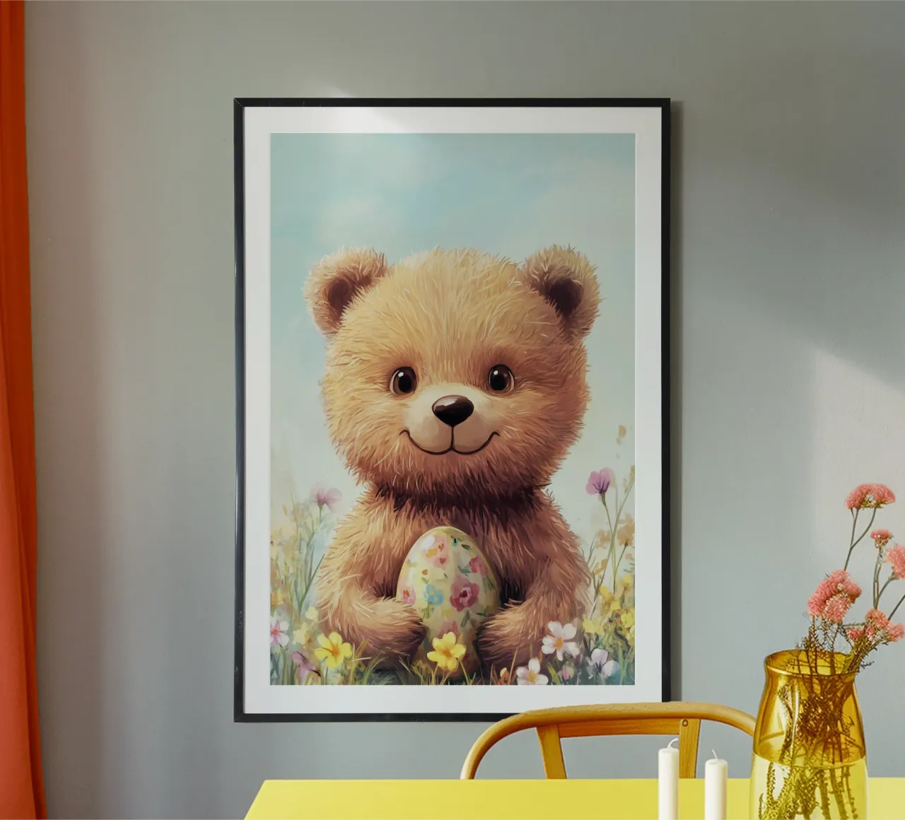 Eroe #38: Orso con uovo di Pasqua poster da farbenhelden