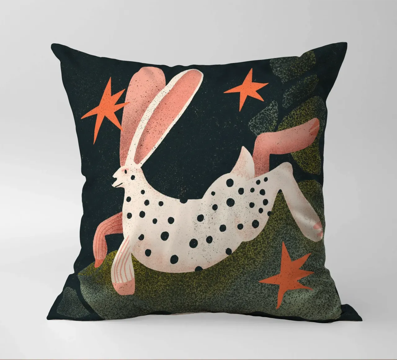 Black dotted white rabbit decorative cushion by Bold & Beautiful