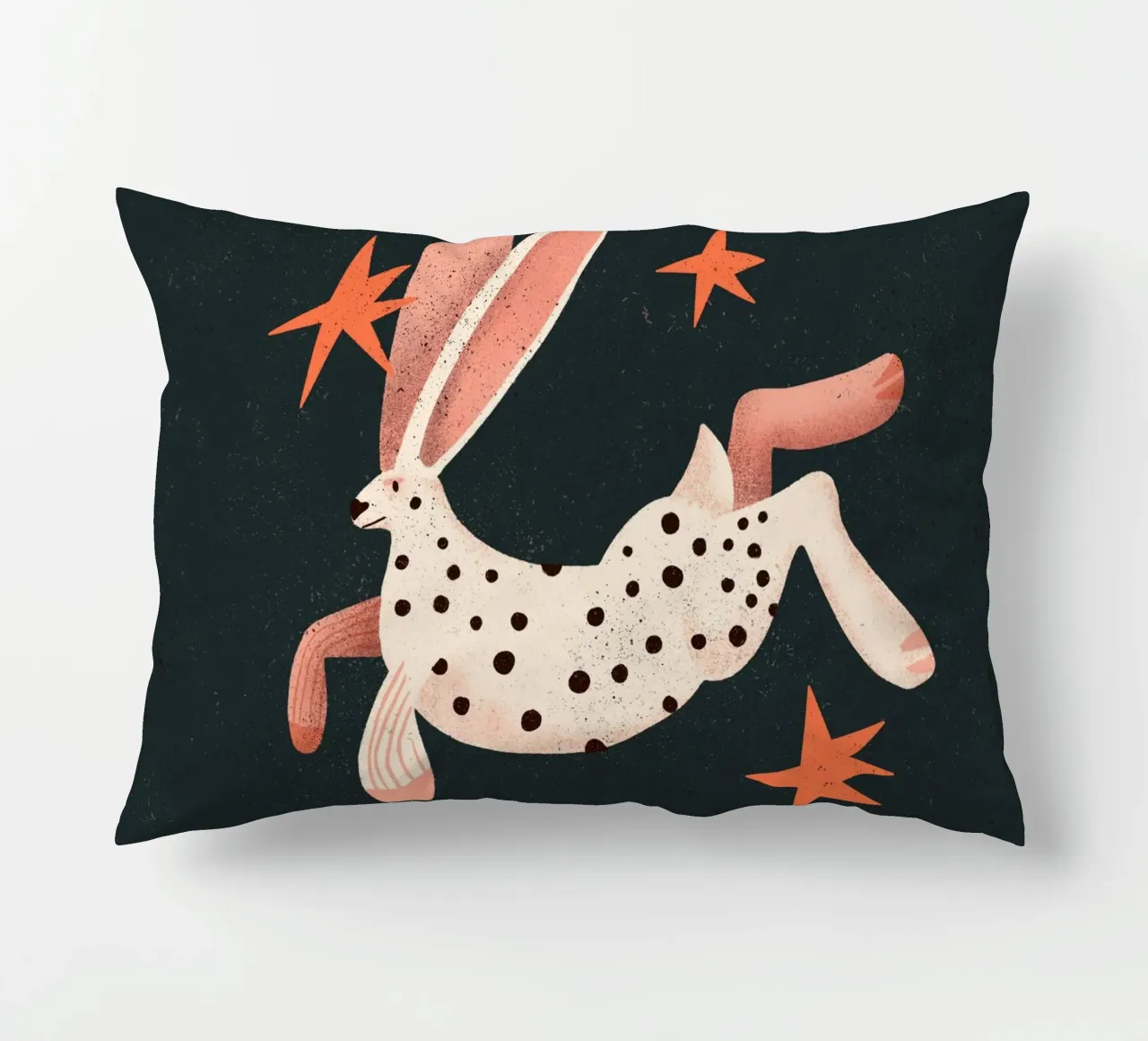 Black dotted white rabbit decorative cushion by Bold & Beautiful