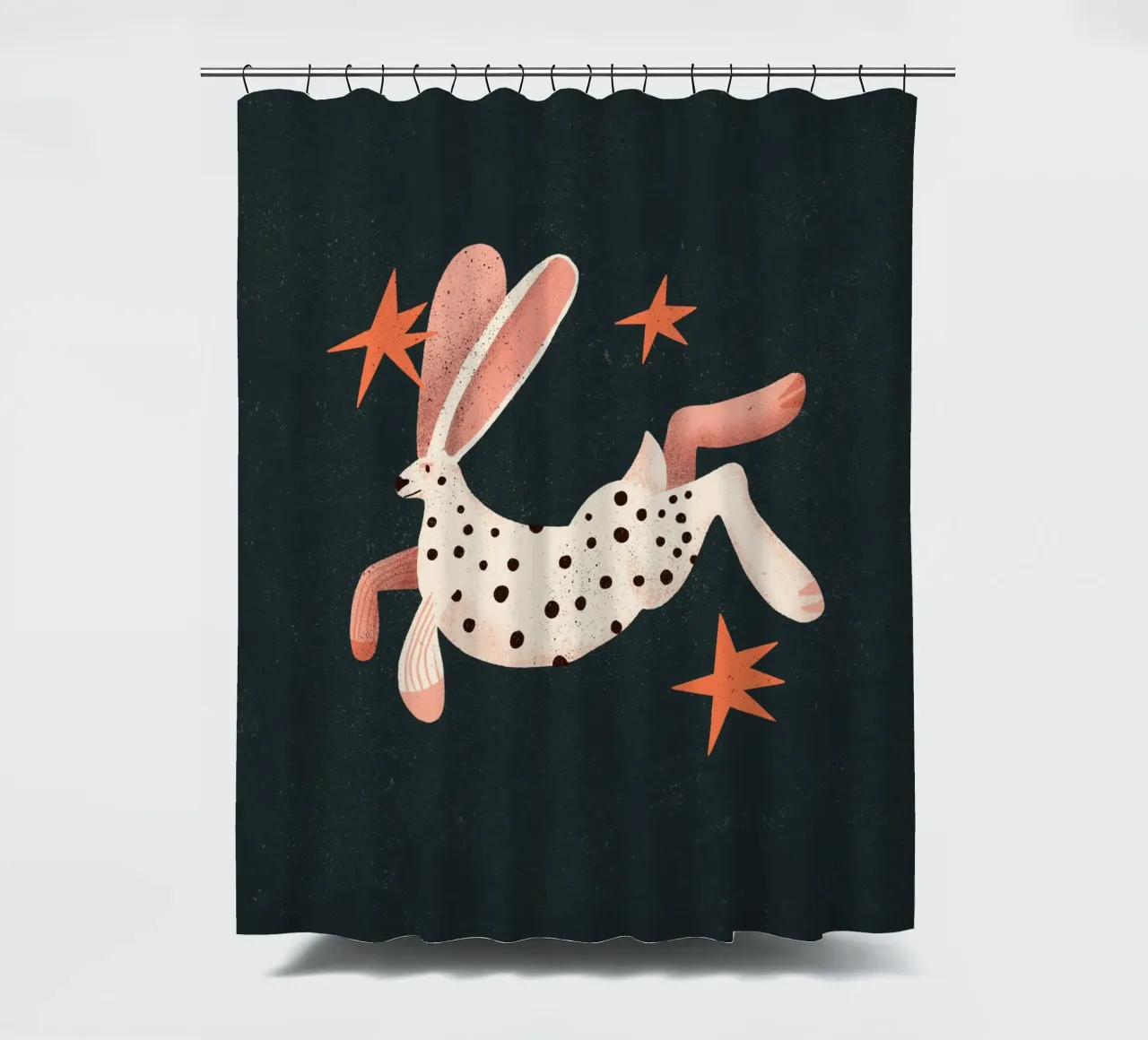 Lapin blanc à pois noirs rideau de douche de Bold & Beautiful