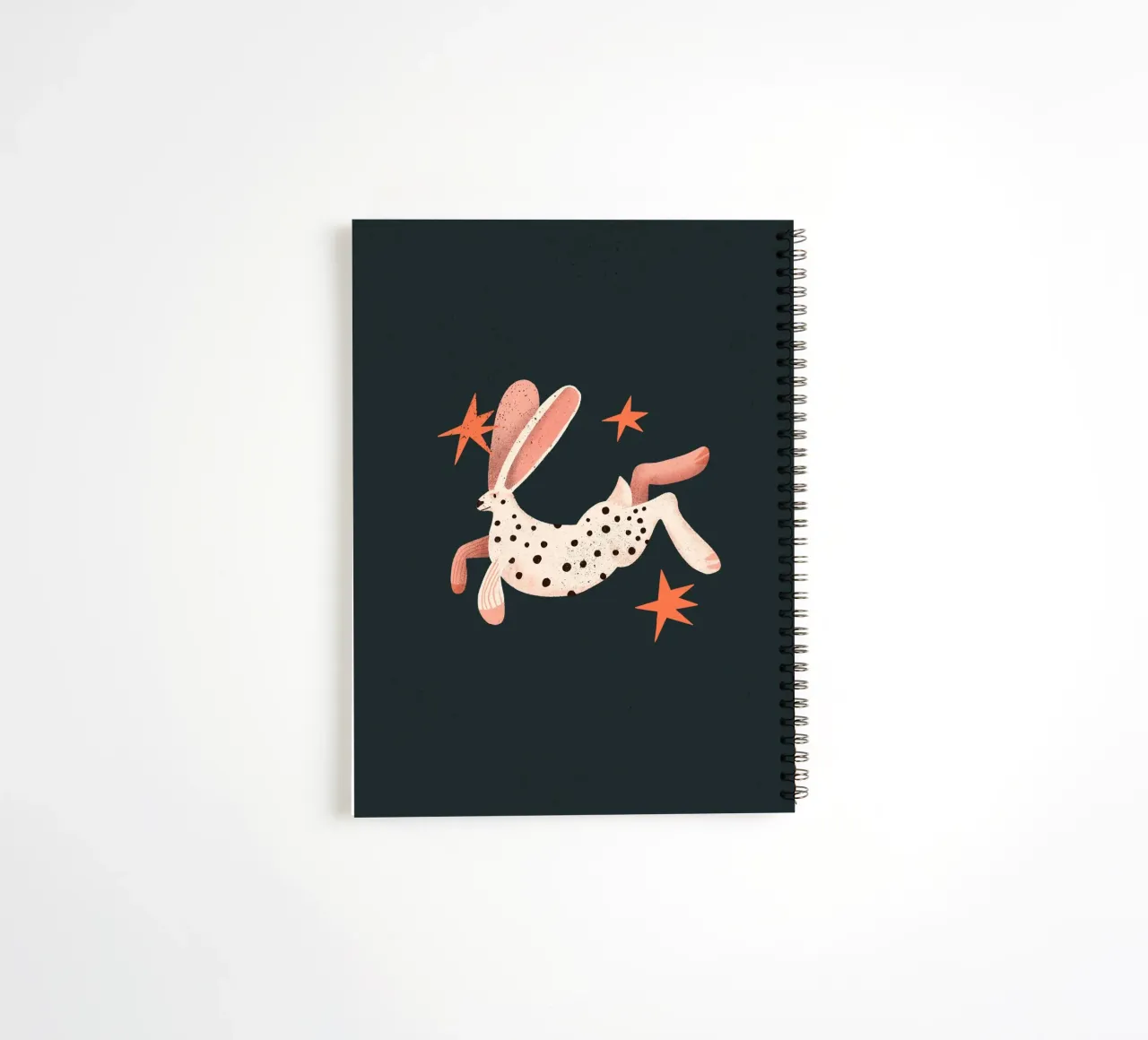 Black dotted white rabbit spiral notebook by Bold & Beautiful