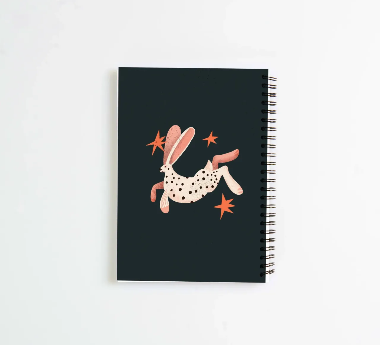 Black dotted white rabbit spiral notebook by Bold & Beautiful