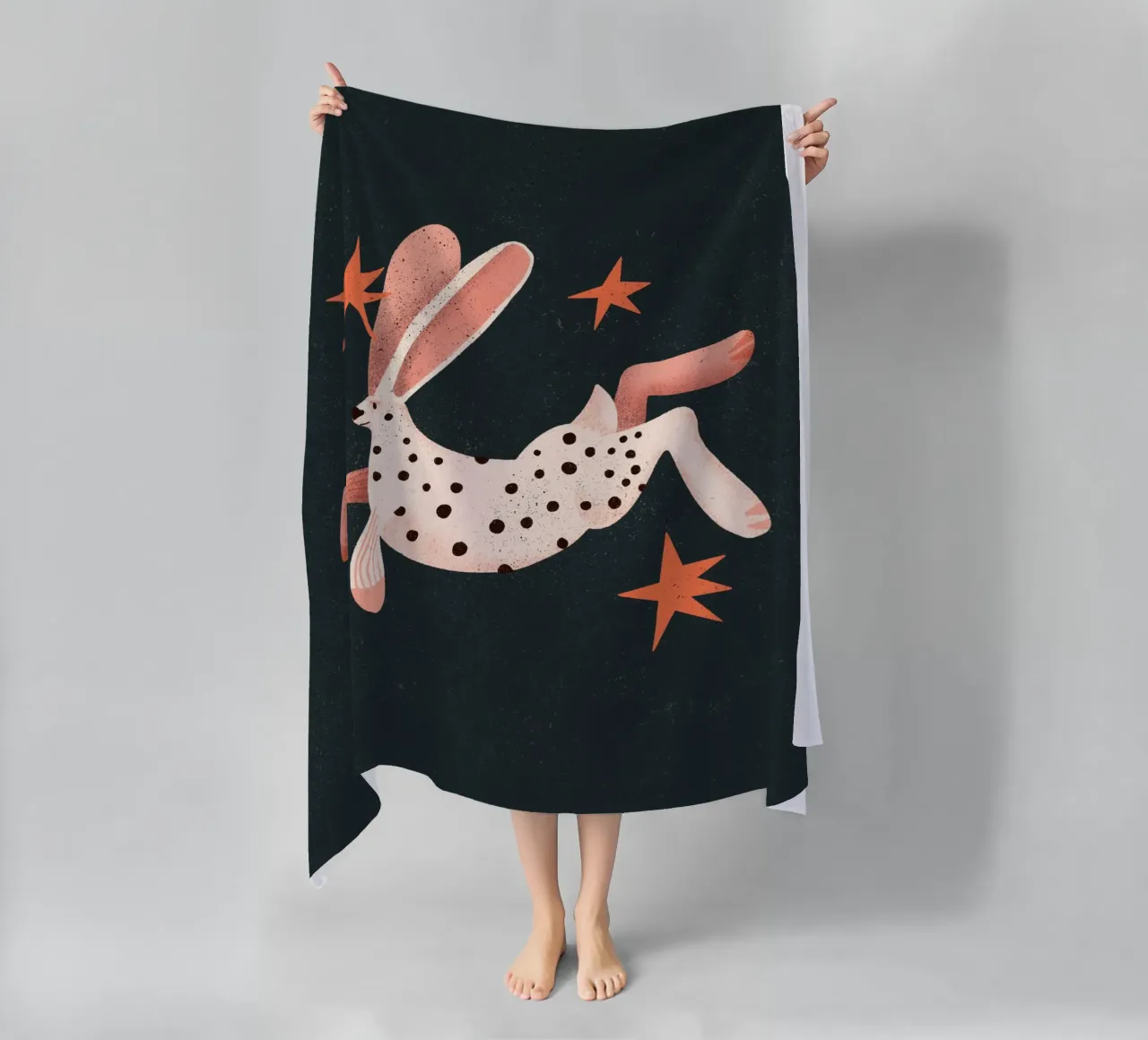 Lapin blanc à pois noirs serviette de plage de Bold & Beautiful