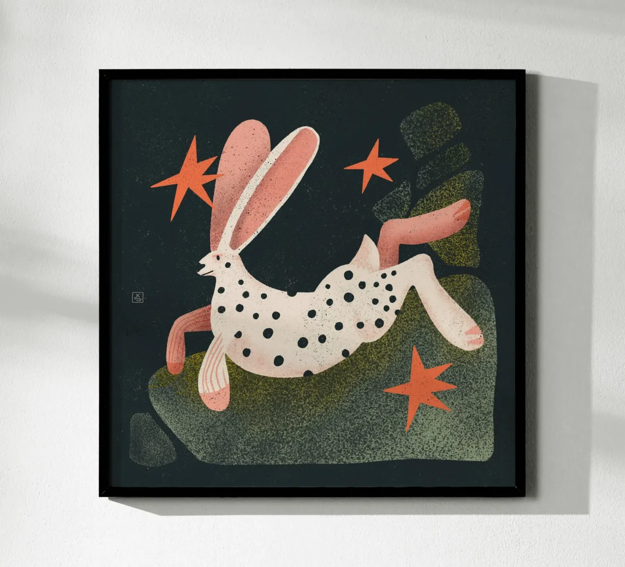Lapin blanc à pois noirs hahnemühle de Bold & Beautiful
