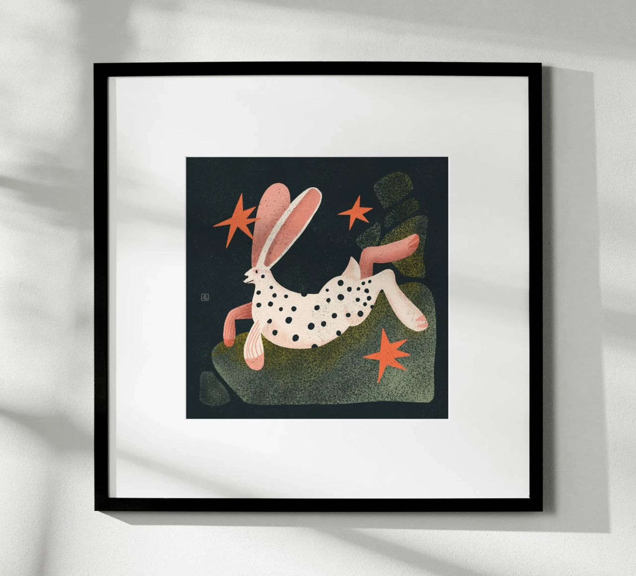 Schwarz gepunkteter weißer Hase Poster von Bold & Beautiful
