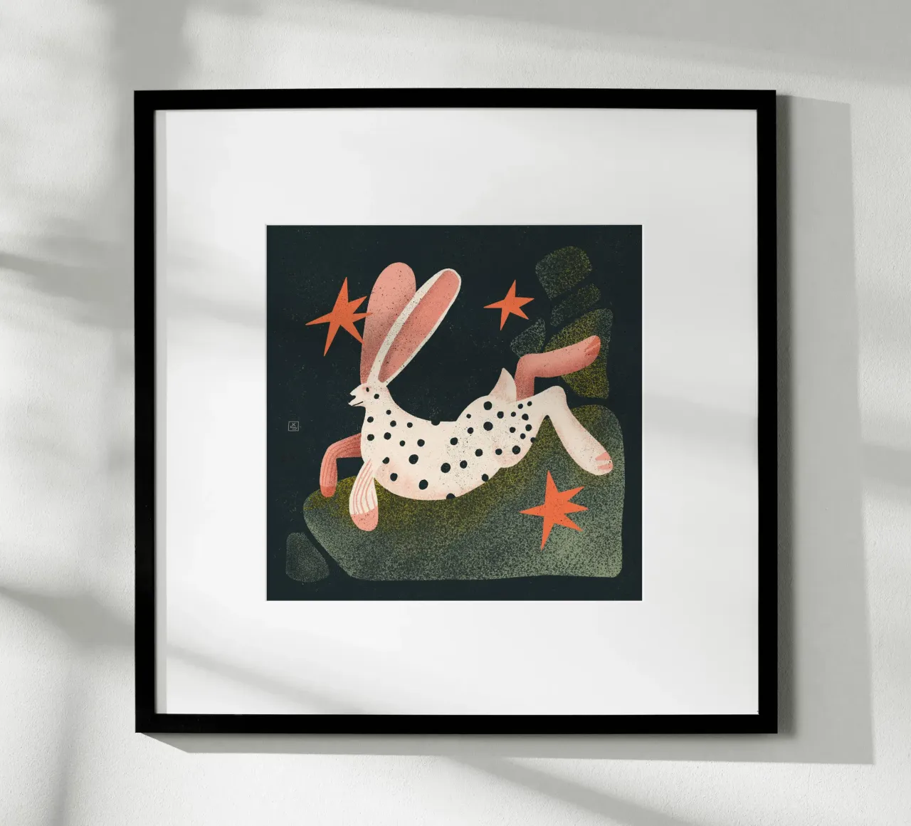 Lapin blanc à pois noirs hahnemühle de Bold & Beautiful