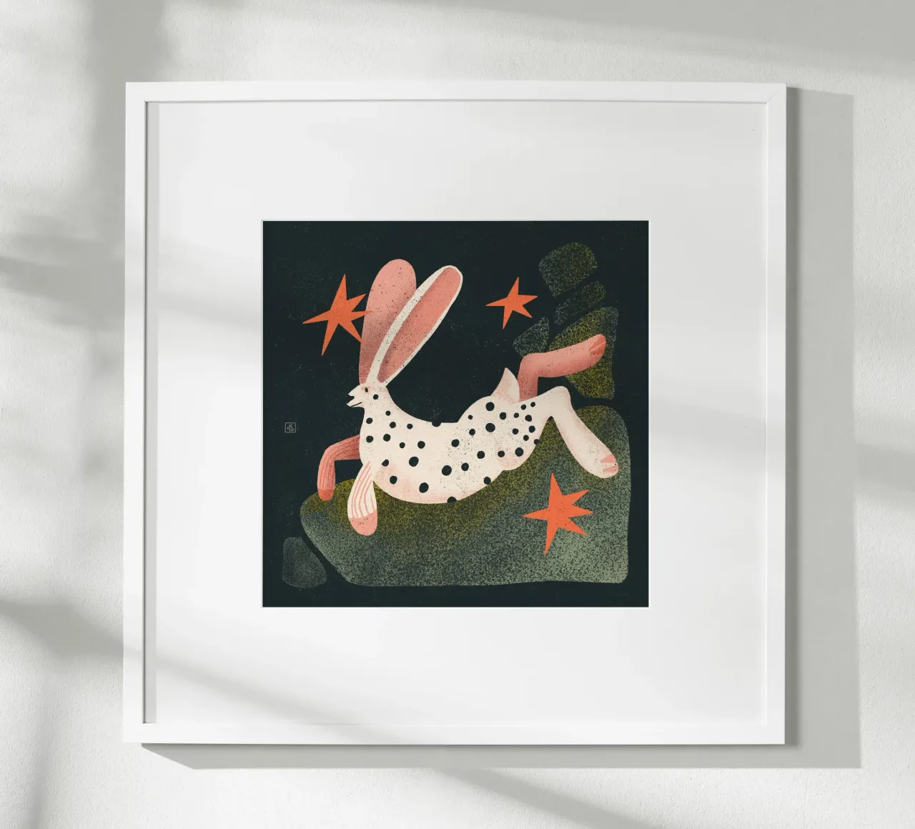 Lapin blanc à pois noirs hahnemühle de Bold & Beautiful