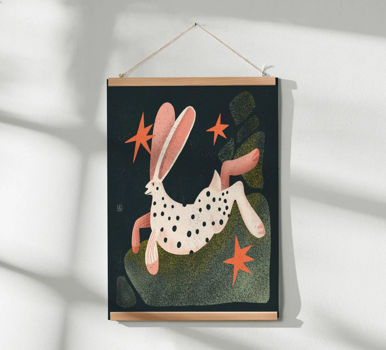 Schwarz gepunkteter weißer Hase Poster von Bold & Beautiful