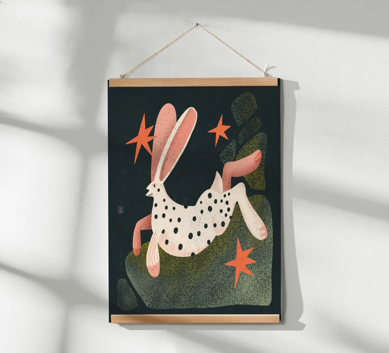 Lapin blanc à pois noirs hahnemühle de Bold & Beautiful