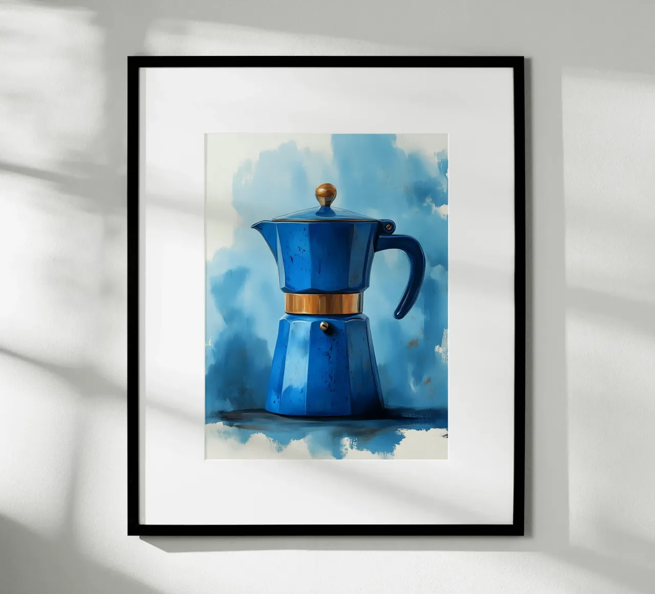 Caffettiera blu italiana poster con telaio in plastica da Spice & Style