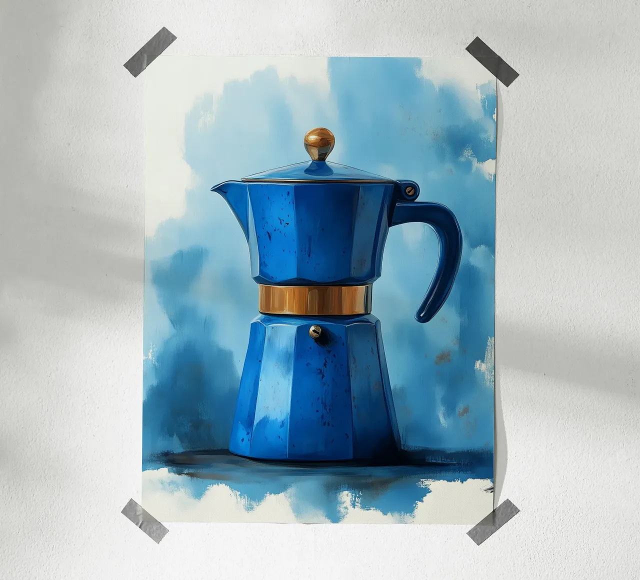 Caffettiera blu italiana poster con telaio in plastica da Spice & Style