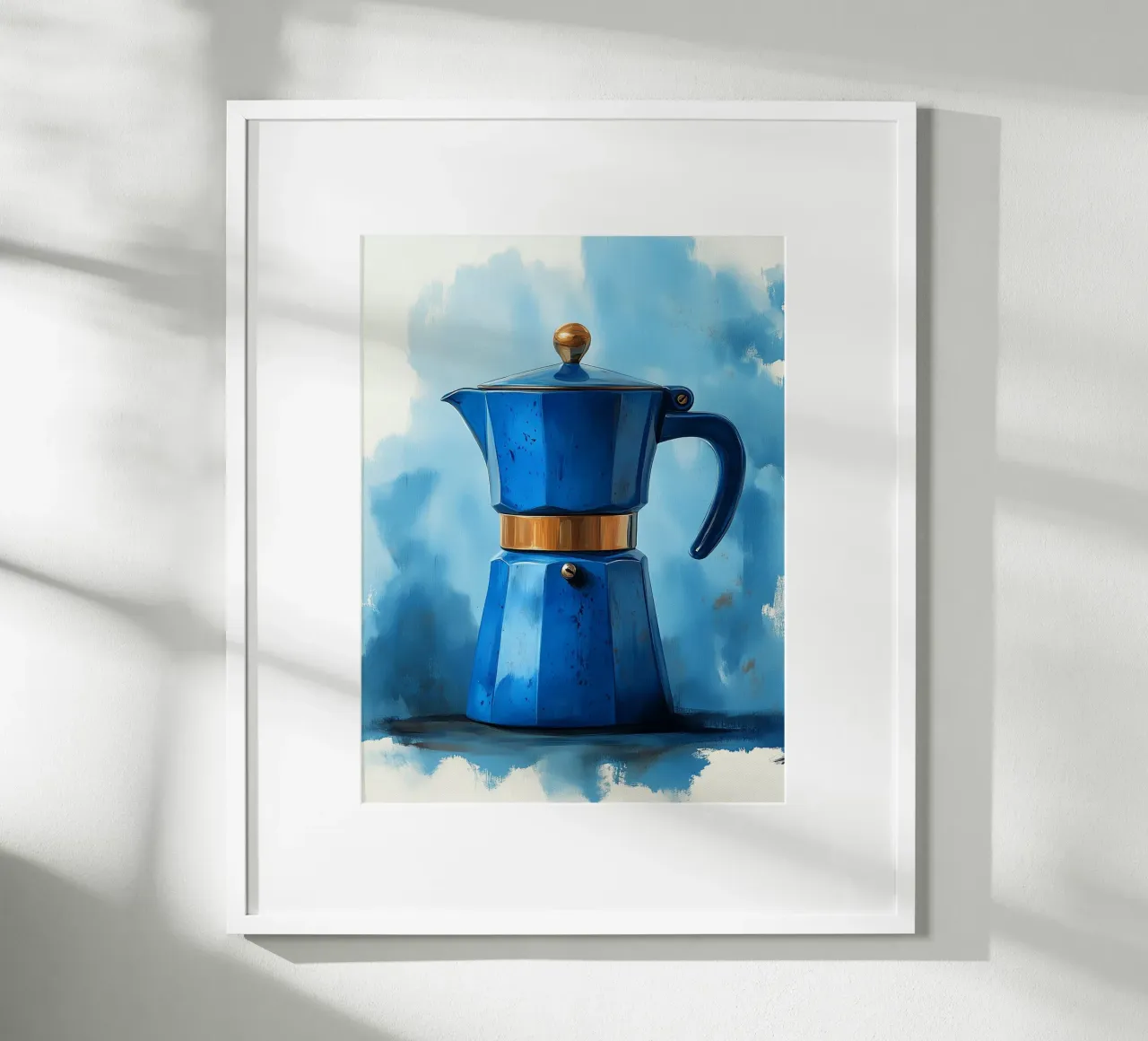 Caffettiera blu italiana poster con telaio in plastica da Spice & Style