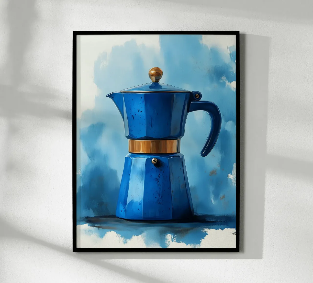 Caffettiera blu italiana poster con telaio in plastica da Spice & Style