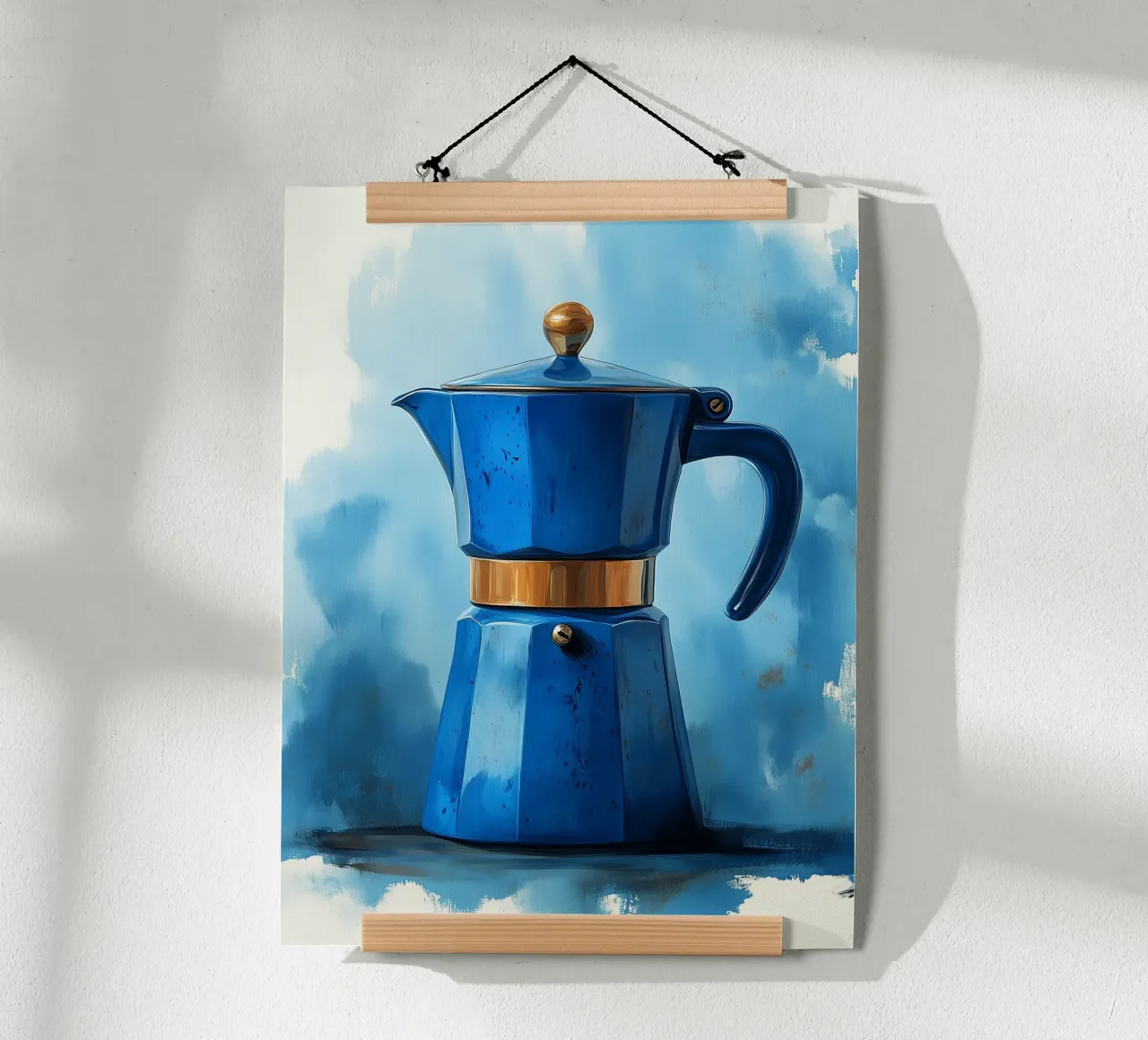 Caffettiera blu italiana poster con telaio in plastica da Spice & Style