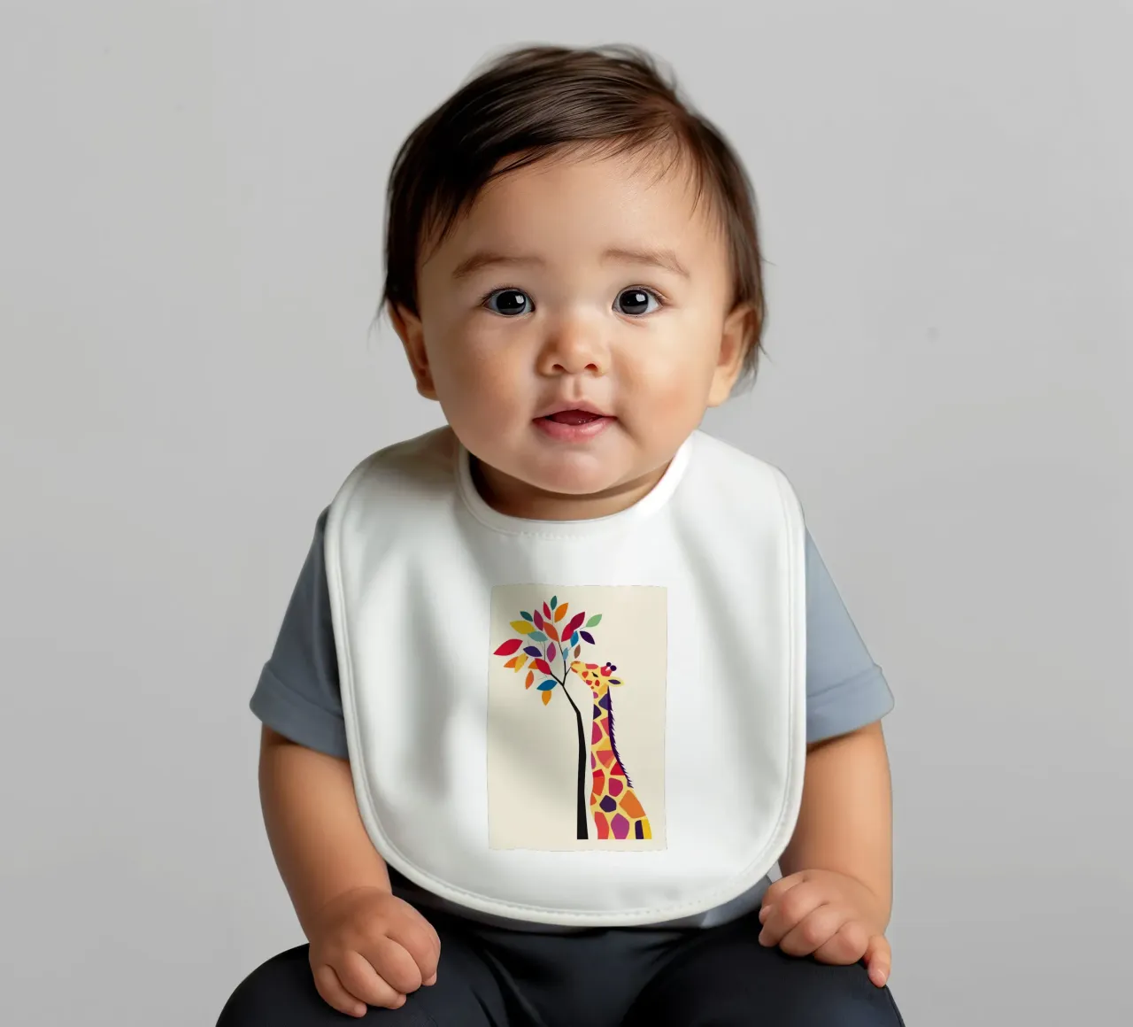 Giraffe with tree baby bib by DreamPixel