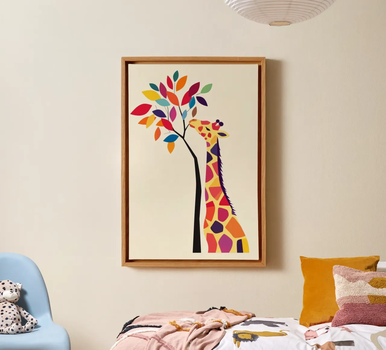 Giraffe with tree canvas by DreamPixel