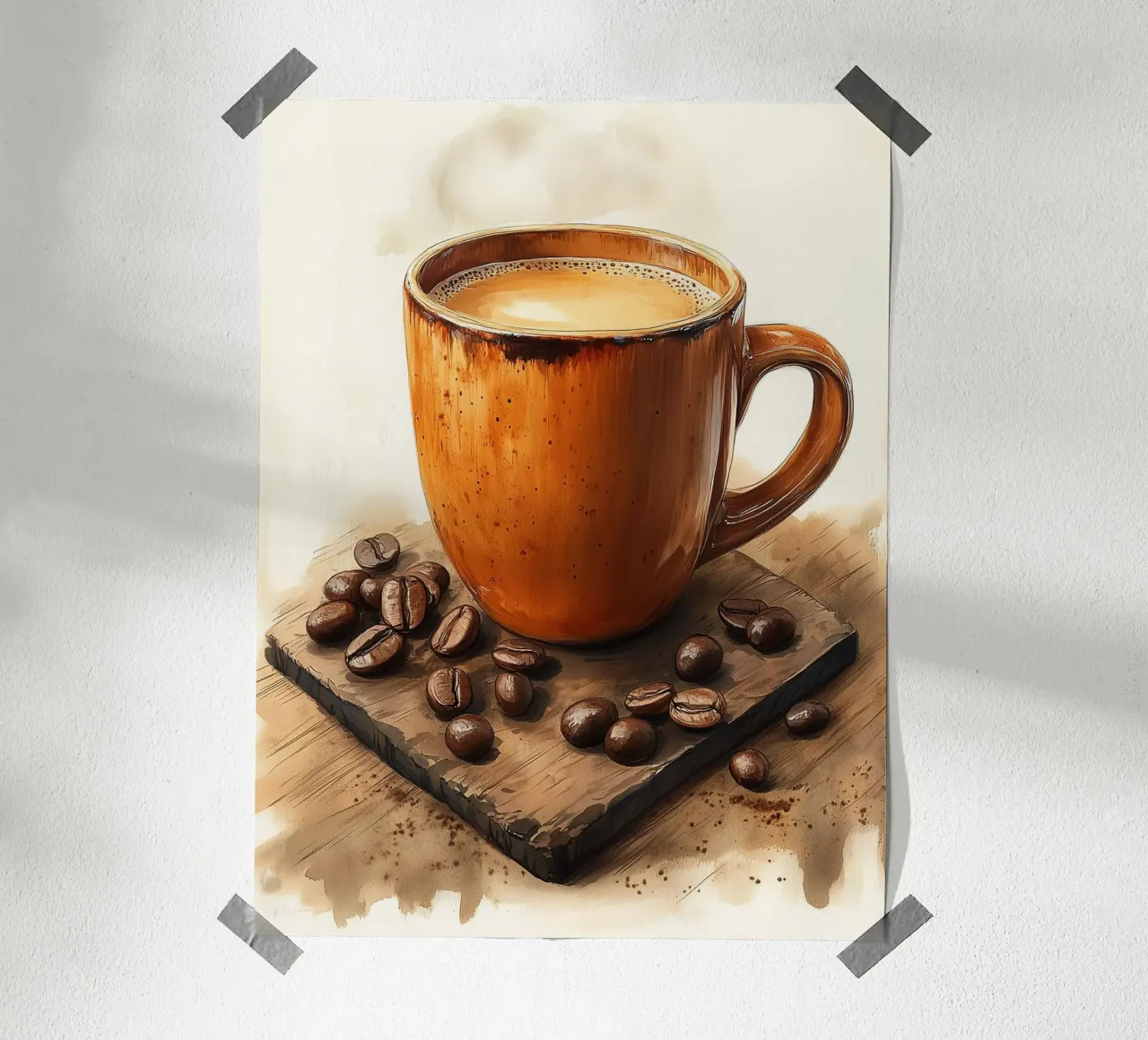 Tazza rustica con chicchi di caffè carta hahnemühle da Spice & Style