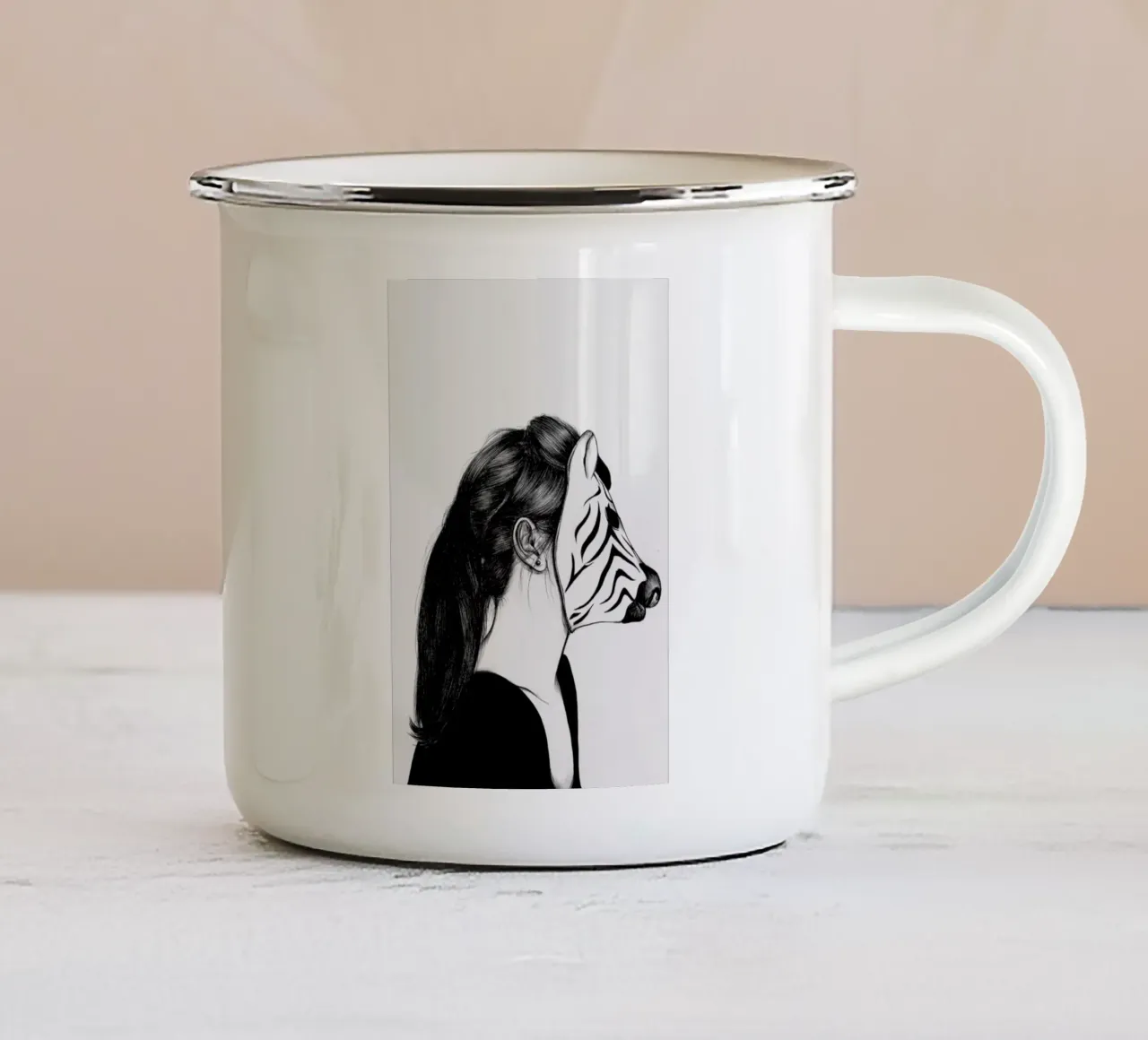 Peculiar Zebra enamel mug by The White Deer
