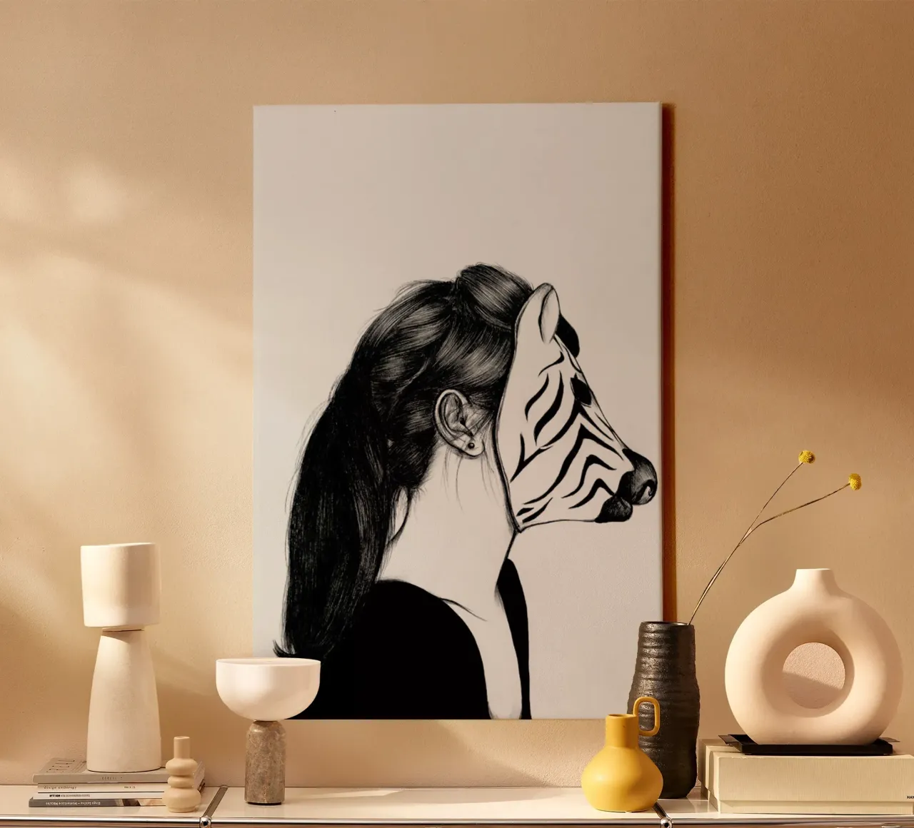 Peculiar Zebra tela con Cornice a cassetta da The White Deer