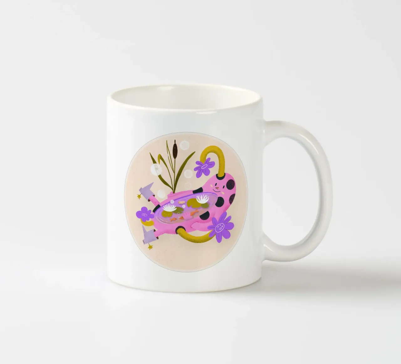 Petit étang amusant avec des canards, des poissons et des nénuphars mug en céramique de Bold & Beautiful