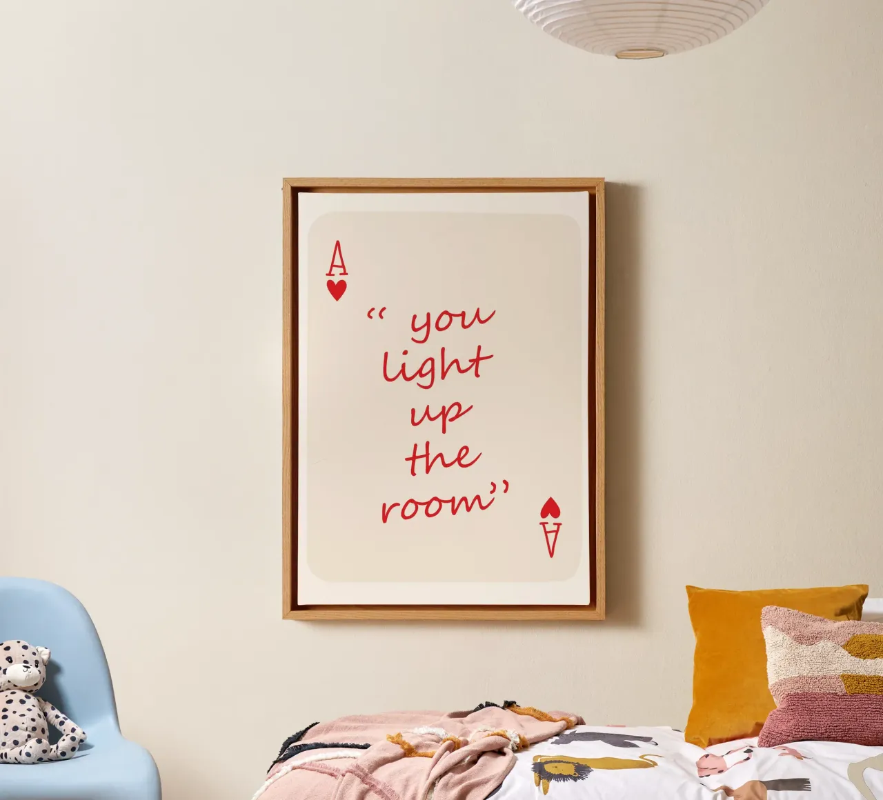 You light up my world, Ace Card, Playing card, typography canvas with Floater frame by pdigitalprints