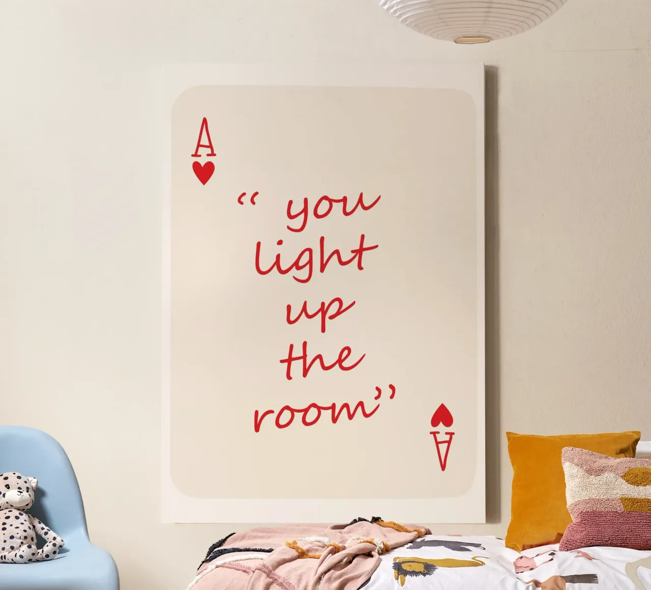 You light up my world, Ace Card, Playing card, typography canvas with Floater frame by pdigitalprints