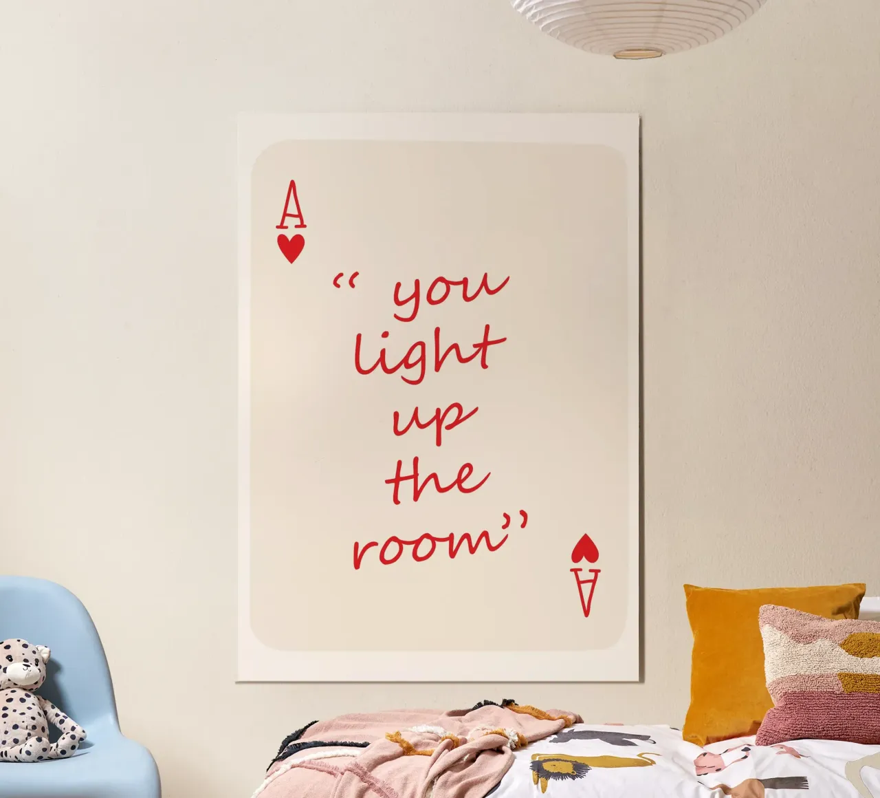 You light up my world, Ace Card, Playing card, typography poster by pdigitalprints