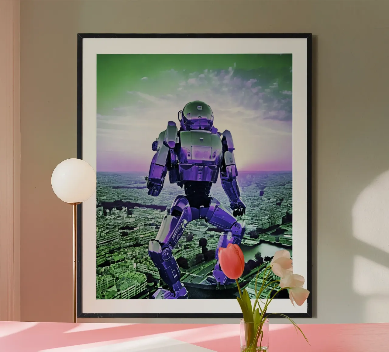Tramonto su Parigi. Verde poster con telaio in plastica da Thierry vobmann photography
