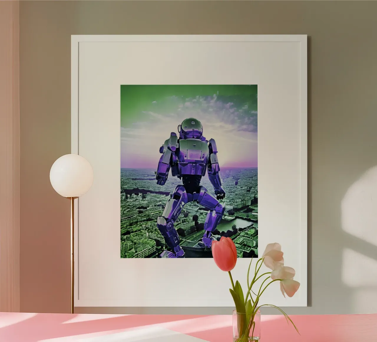 Tramonto su Parigi. Verde poster con telaio in plastica da Thierry vobmann photography
