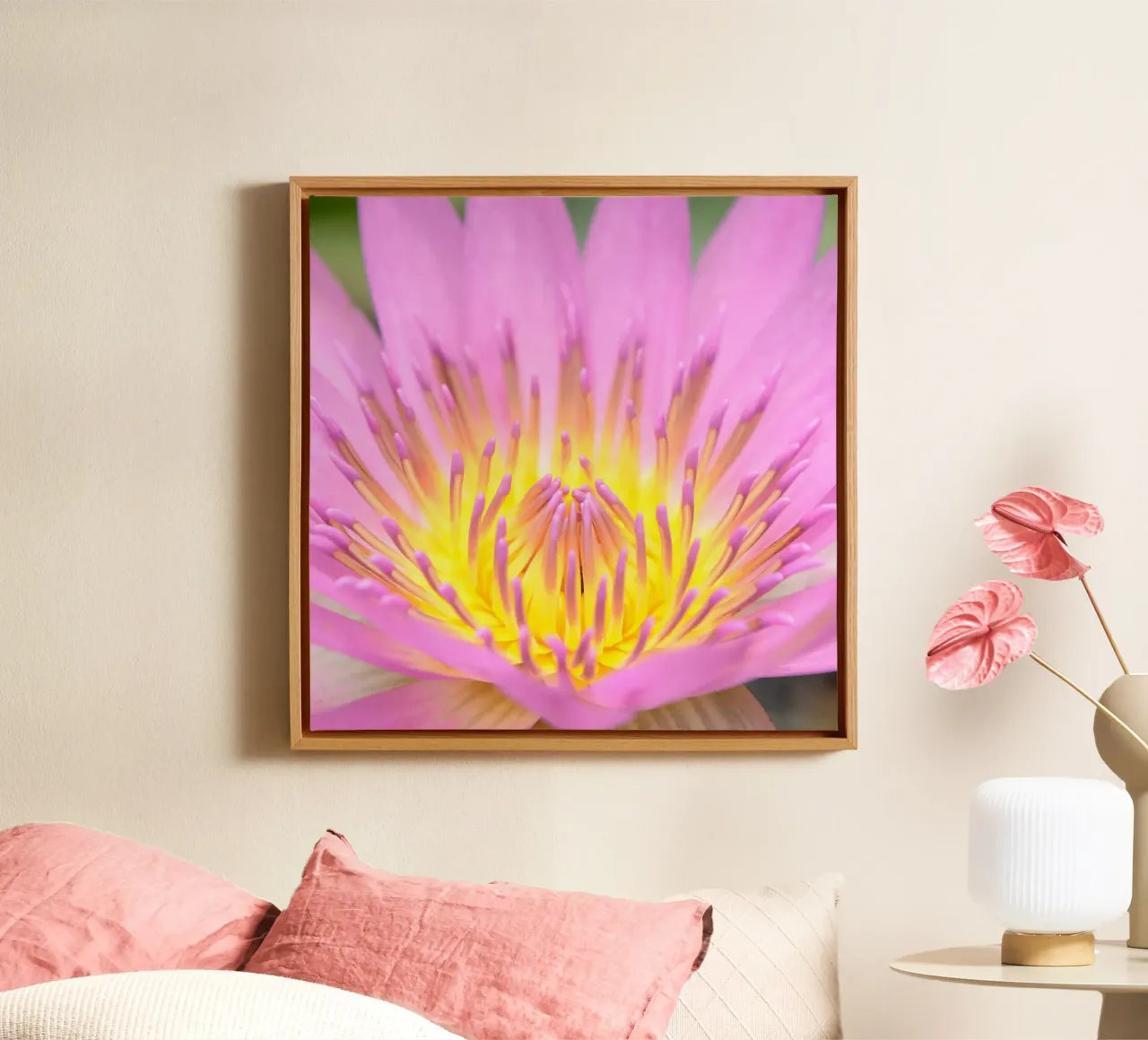 Lotus Flower no. 1 canvas met Baklijst van adrianooliveiraphoto
