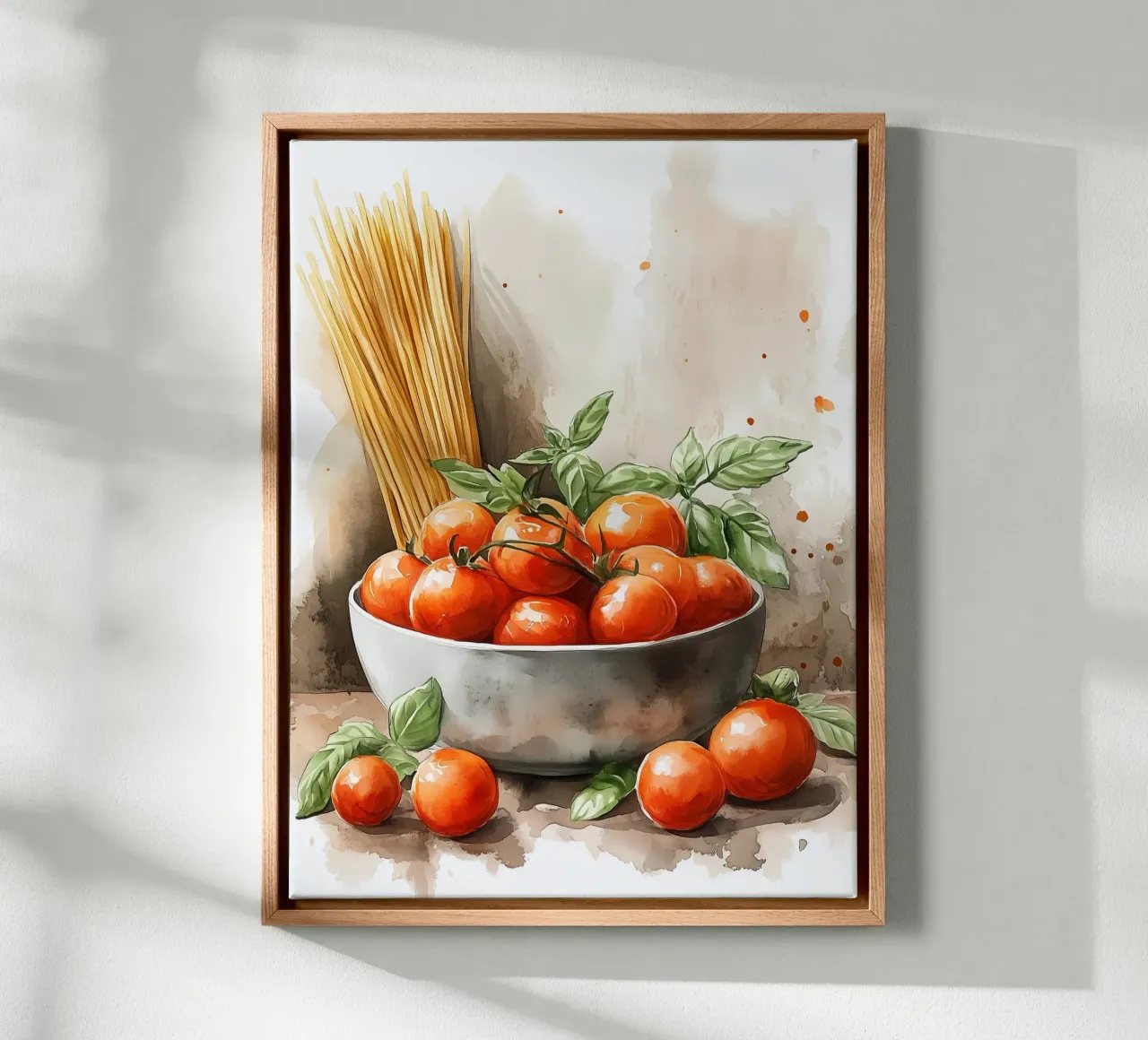 Tomatoes and spaghetti canvas with Floater frame by Spice & Style
